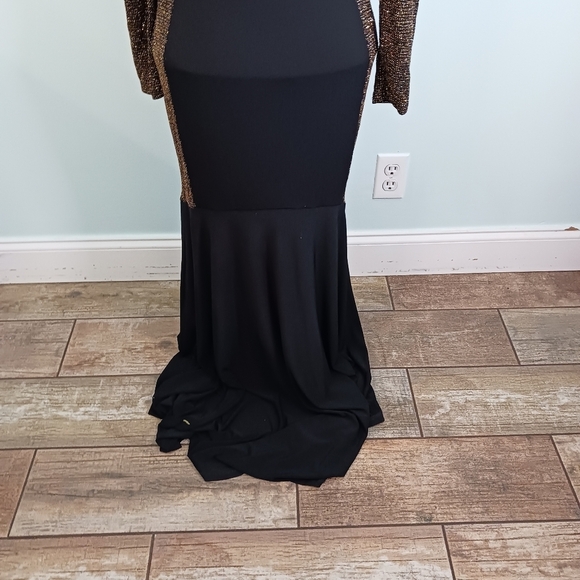 Size Small/ Medium Women’s Formal Sheet Dress Mermaid Prom Gold Black Sparkly - Picture 7 of 8